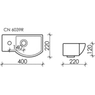 Раковина подвесная Ceramicanova Element 400х220х120 прямоугольная, перелив, белый CN6039R