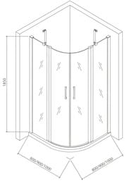 Уголок душевой GOOD DOOR BAS PANDORA R-80-C-CH (80х80) полукруглый, без поддона