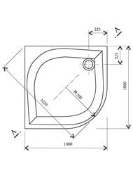 ������� ��������� ������ RAVAK Galaxy Elipso 100 LA (1000x1000x148) ��������� � ���/�� �����, �����