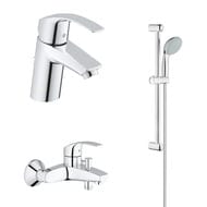 Набор смесителей Grohe Eurosmart 2015 для ванны и раковины, с душевым гарнитуром, хром 124446