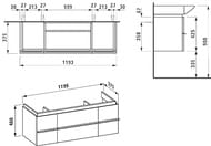 Тумба под умывальник Laufen CASE for Palace 4.0130.2.075.463.R (1195х375х460) подвесная, 2 ящ.,2 дв.,бел.матовый