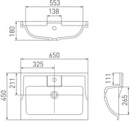 Раковина Aquaton Фабиа 65 1A708731FB010 650x450x180 мм, перелив, отверстие под смеситель, белая