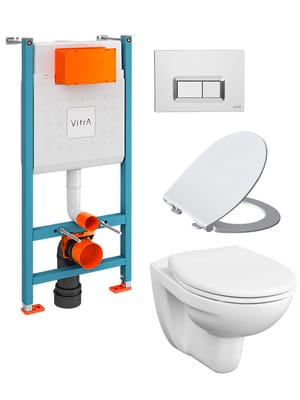 Комплект: Инсталляция Vitra с клавишей хром + унитаз VitrA S10 + сиденье с микролифтом 9842B003-7206