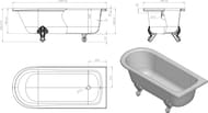 Ванна отдельностоящая Astra-Form Ретро 01010006 (1700х750х600) иск. камень, ножки в комплекте,белый