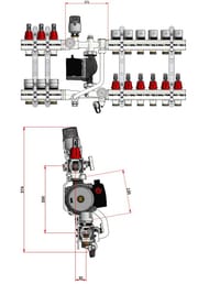 Насосно-смесительный узел VALTEC без насоса, монтаж.длина насоса 130мм VT.TECHNOMIX.0.130