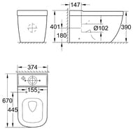 Чаша унитаза-компакт Grohe Euro Ceramic 39338000  (368х390х670) безободковая, универсальный выпуск