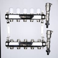 Коллекторная группа VALTEC  3 выхода, 1"х3/4" без расходомеров, нержавеющая сталь VTc.588.EMNX.0603