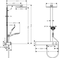 Душевая система Hansgrohe Raindance E 300 Showerpipe 600 термостат, верхний и ручн.душ,хром 27363000