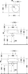 Раковина Duravit Scola 615х460х185 намеченное отверстие под смеситель, перелив 0685600000
