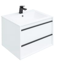 Тумба под умывальник Aquanet Lino 60 590х533х495 подвесная, 2 ящика, цвет: белый матовый 253901