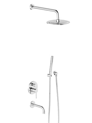 Душевая система DAMIXA Scandinavian Pure (верхний/ручной душ, смеситель, излив), хром 936510000