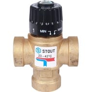Термостатический смес. клапан STOUT для систем отопления и ГВС 3/4" ВР 20-43°С KV 1,6 м3/ч