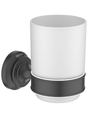 Стакан для зубных щеток Aquatek Классик AQ4504MB подвесной, стекло матовое, латунь, черный матовый