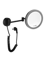 Зеркало для ванной косметическое WasserKRAFT K-1004BLACK настенное, с LED-подсветкой, черное — миниатюра 1