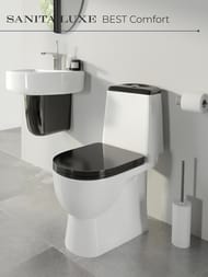 Унитаз компакт Sanita Luxe BEST Comfort (640x340x770) сиденье из дюропласта, микролифт, белый/черный WC.CC/Best/2-DM/BLK.G/S1
