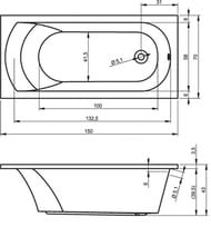 Уценка! Ванна акриловая RIHO MIAMI 150х70 со шторкой RIHO ALTA