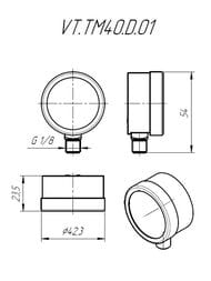 Манометр Valtec, 0-10 бар, 1/8", D40мм, нижнее подкл (радиальное), арт.VT.TM40.D.01