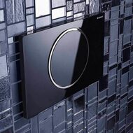 GEBERIT Sigma10 Клавиша смыва, одинарный смыв, пластик, черный/кольцо хром глянцевый (для UP320, UP720) 115.758.KM.5