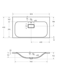 ���������� ��������� BelBagno (800�450�142) �������� ������,����� BB800/450-LV-MR-FT