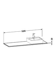 ���������� Duravit XSquare 1600�550�20 1 ����� ������, ������ ������, ������. ����  XS061HR7777