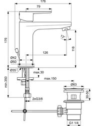 ��������� ��� ����������� Ideal Standard CERAFINE O ����� 126��, ������ ������, ���� BC496AA