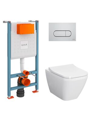 Комплект: Инсталляция Vitra+ Унитаз Integra Square+ сиденье микролифт+ клавиша хром 9856B003-7207