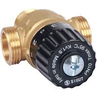 Термостатический смес. клапан STOUT для систем отопления и ГВС 3/4" НР 30-65°С KV 1,8, центр.смеш