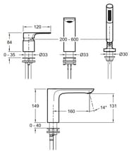 Смеситель Jacob Delafon ALEO+ на борт ванны, 3 отверстия E72330-CP