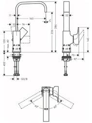 Смеситель Hansgrohe Metropol 32511990  для умывальника, с донным клапаном, 230мм, полиров золото — изображение 2