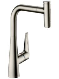 Смеситель Hansgrohe Talis Select M51 для кухни 300 вытяжной излив, сталь 73867800 — миниатюра 1
