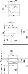 Раковина Duravit Scola 615х460х185 намеченное отверстие под смеситель, перелив 0684600000