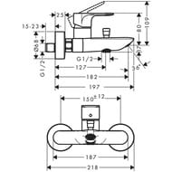 Смеситель для ванны/душа Hansgrohe Rebris E 72450670 однозахватный, матовый черный