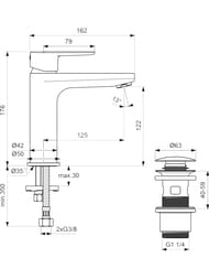 ��������� ��� ����������� Ideal Standard CERAFINE O ����� 125 ��, � ���. ����., ������� BD131SI