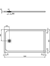 Ideal Standard ������� ������ ULTRAFLAT S 1600x900x30 ����� ������, �������� K8277FT