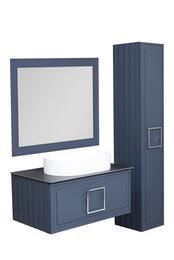 Зеркало с подсветкой La Fenice Cubo Blu Grigio 100х80, синий матовый FNC-02-CUB-BG-100-80
