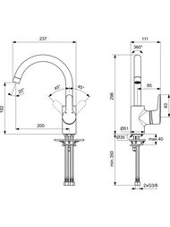 Смеситель для кухни Ideal Standard Connect Blue B9932AA однорычажный, поворотный R-излив, цвет:хром