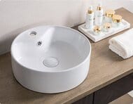 Раковина накладная BelBagno (370x370x130) круглая, с отверстием под смеситель, белая BB1400