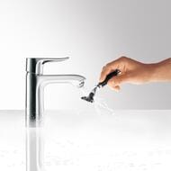 Смеситель Hansgrohe Metris 31203000 LowFlow 3,5л/м, для умывальника с фикс.изливом и донным клапаном