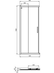 Дверь душевого уголка Ideal Standard CONNECT 2 (900х1950) откатная, стекло прозрач./алюминий K9260EO