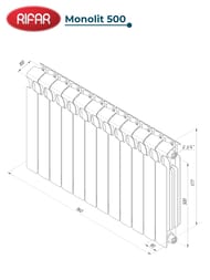 Радиатор биметаллический RIFAR Monolit 500 (577х960х100) 12 секций, 2292Вт, коричнево-красный
