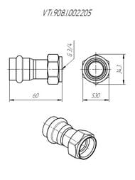 ����� ����������� VALTEC 22�3/4"�, � �������� ������ ����. �����, VTi.908.I.002205