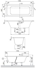 Ванна акриловая Villeroy & Boch OMNIA ARCHITECTURA (1800х800) с ножками UBA180ARA2V-01+U99740000