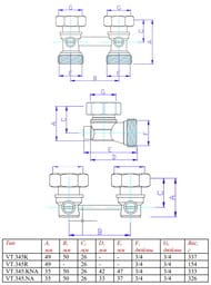 Узел для нижнего подключения радиатора VALTEC 3/4" (комплект) VT.345K.N.E04