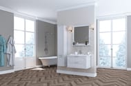 Зеркало AQUATON Леон 80 1A186402LBPS0 800х803х119 мм, с полочкой, без подсветки, цвет:  дуб белый