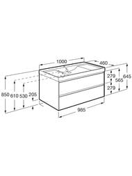 ����� ��� �������� Roca Ona Olive 1000, 985x450x565 ��������� ���., 2 �����, ZRU9308355