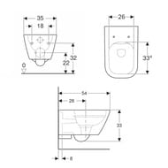 Унитаз подвесной Geberit Smyle Square (350х540х330) безободковый 500.208.01.1