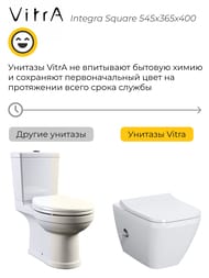 Унитаз подвесной Vitra Integra Square 545х365х400 без сиденья,антибак.пок.,функ. биде 7082B003-7209