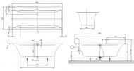 Ванна квариловая Villeroy & Boch SQUARO EDGE 12 (1800х800х595) с ножками, белая UBQ180SQE2DV-01