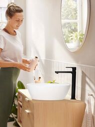 Смеситель для раковины Hansgrohe Rebris S 72580670 однозахватный, донный клапан, матовый черный — изображение 3
