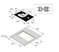 Газовая варочная панель ASKO HG8313BGB1 (330х48х522) 1 конфорка вок, черное стекло